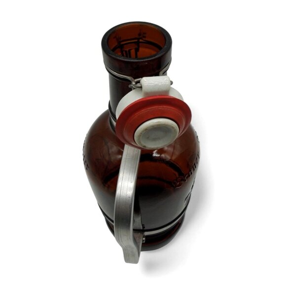 BRAUER BIER Amber Glass Beer Growler Metal Handle & Swing Top Lid, Germany VTG - Picture 6 of 12